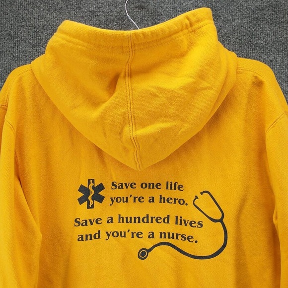 Dodger Men's Marian University Nursing Pullover Graphic Hoodie Yellow Small - Picture 6 of 12